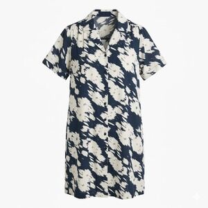 ICHI Size 34 XS S Danish Blue Ikat Cotton Button Front Short Shirt Dress - AC